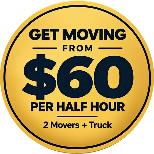 Get moving from $60 per half hour — two movers plus truck